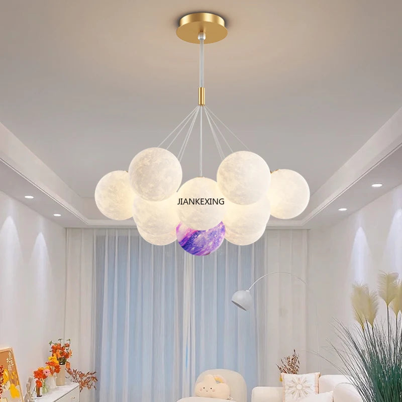 lustre moderne led boule à bulles suspension luminaire décor - vue 3 sur 24