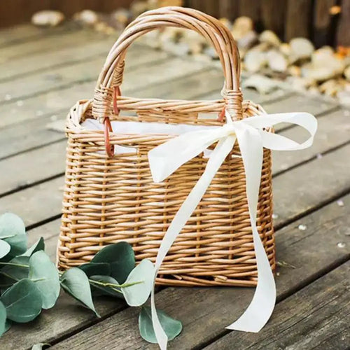 panier à fleurs en osier tissé à la main pour décoration rustique - vue 3 sur 7