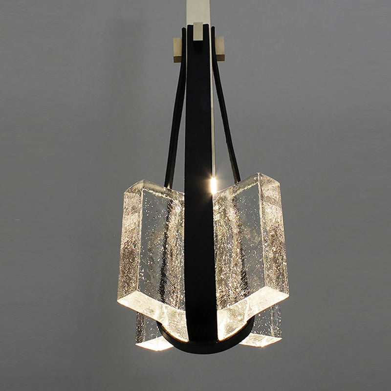lampe suspendue en résine et cuir artificiel réglable en hauteur - vue 5 sur 12