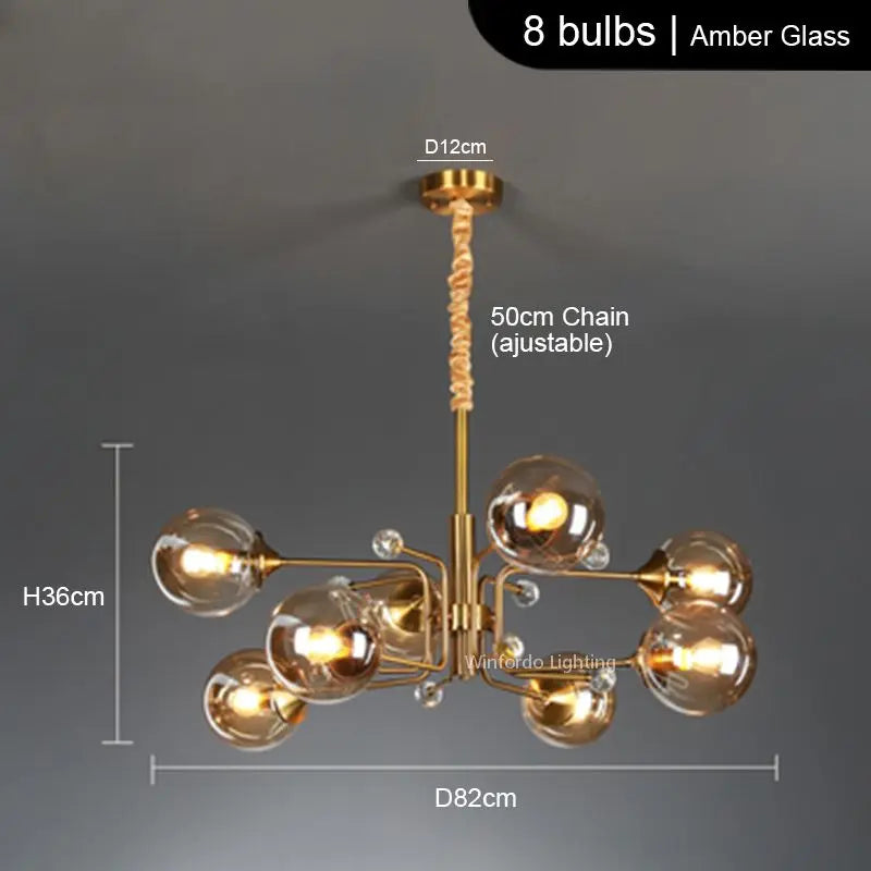 lustre led moderne 10 globes - vue 18 sur 18