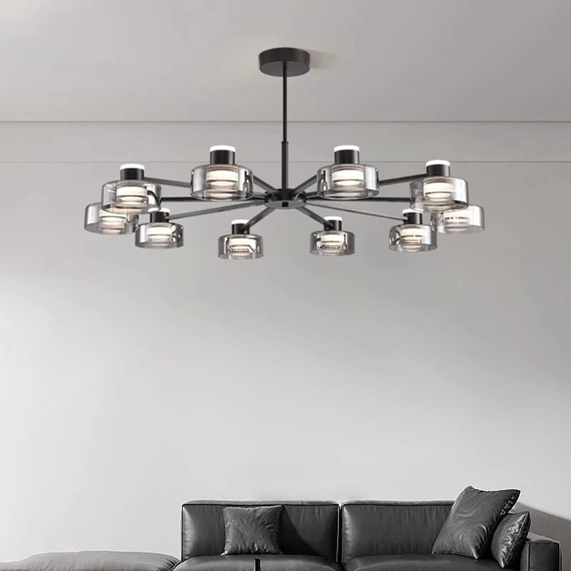 Modern new LED Italian full copper living room chandelier designer home dining room, kitchen bar lamp bedroom glass chandelier - vue 2 sur 11