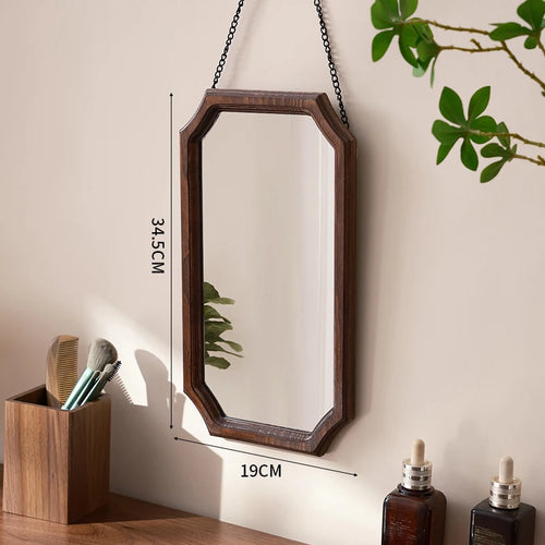 miroir vintage en bois massif miroir maquillage étanche mural antirouille - vue 10 sur 15