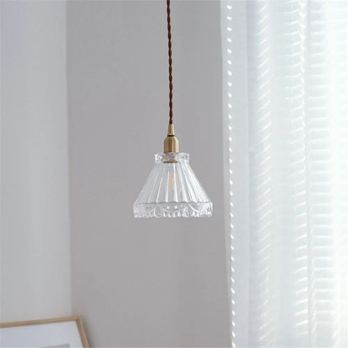 lustre antique en laiton et verre pour décoration maison - vue 6 sur 8