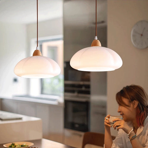 lampe suspendue en verre nordique décorative en forme de citrouille - vue 5 sur 9