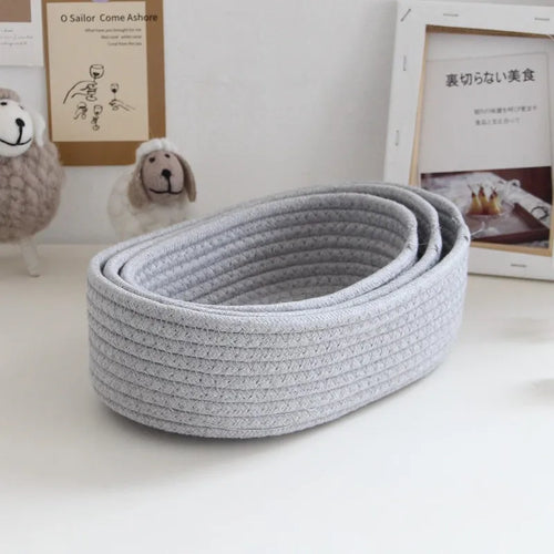 paniers de rangement en corde de coton nordique pour organisation - vue 3 sur 9