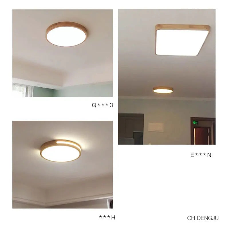 lustre moderne en bois avec télécommande et lumière led - vue 4 sur 12