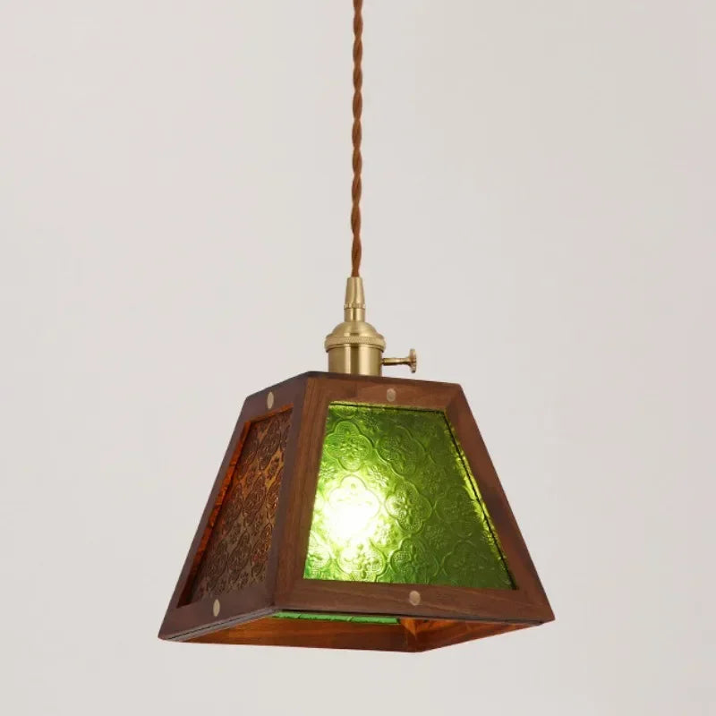 suspension vintage haitang en bois massif et verre shanghai - vue 6 sur 9