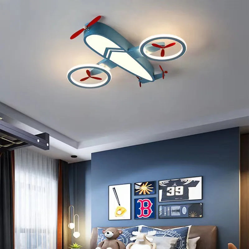 plafonnier hélicoptère pour chambre d'enfant moderne et chaleureuse - vue 5 sur 9