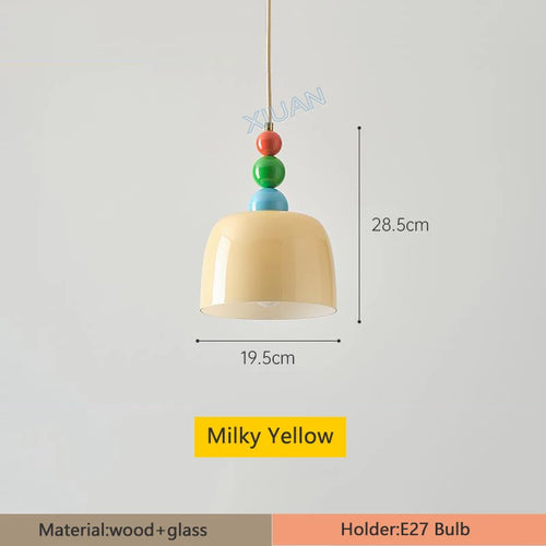 lustre en bois et verre pour bar maison avec led intégrée - vue 8 sur 7