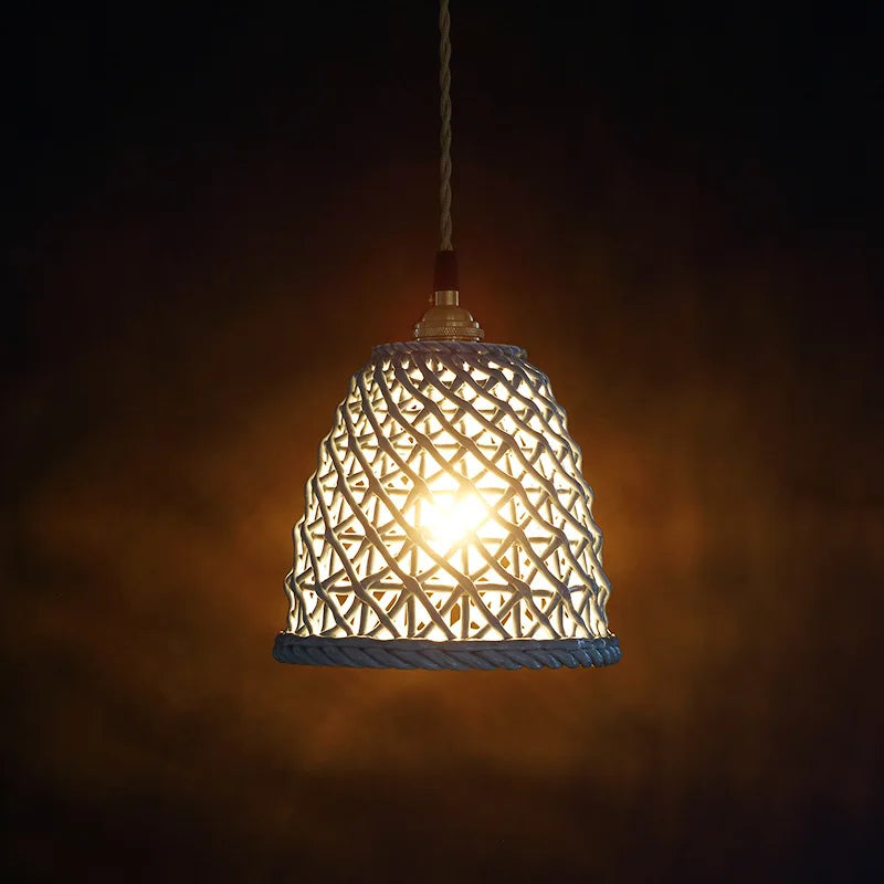 suspension LED blanc en céramique luminaires maison éclairage intérieur chambre salon à côté nordique moderne cuivre suspension lampe - vue 6 sur 23