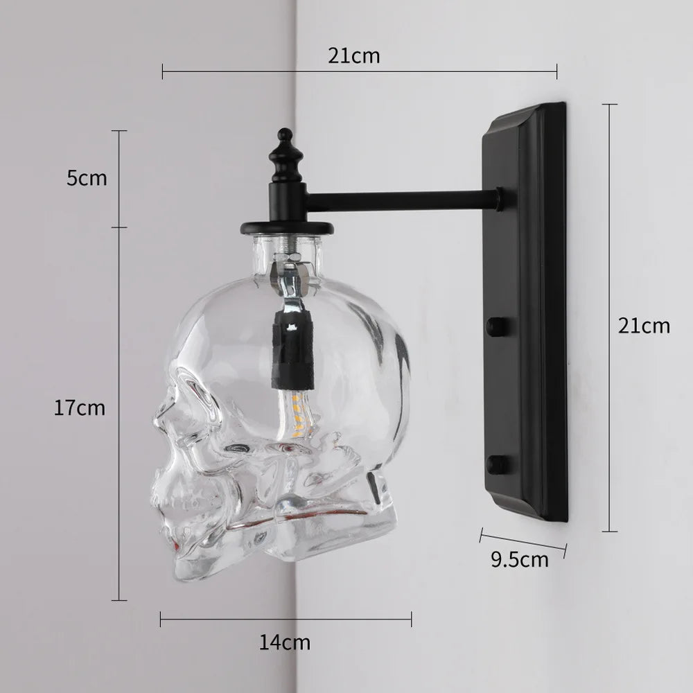 applique murale led industrielle tête de mort rétro - vue 5 sur 10