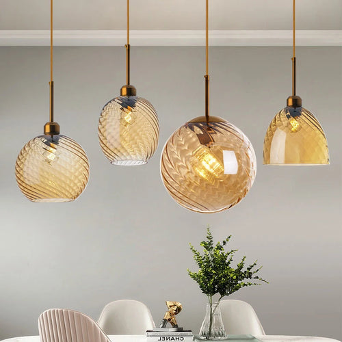 lustre en verre moderne pour bar restaurant hôtel villa - vue 6 sur 23