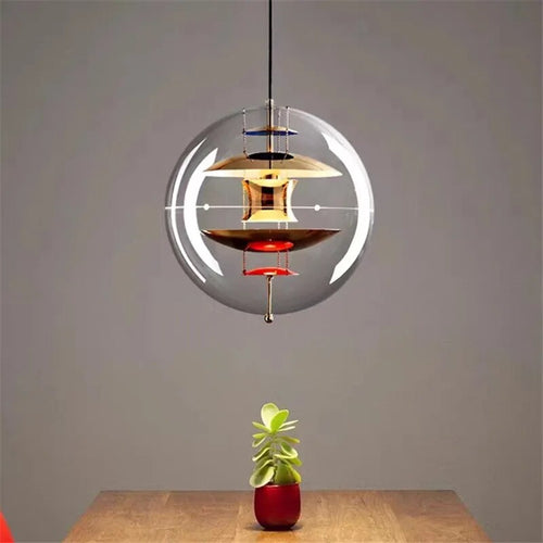 suspension boule chrome acrylique esthétique bar cafe - vue 2 sur 9