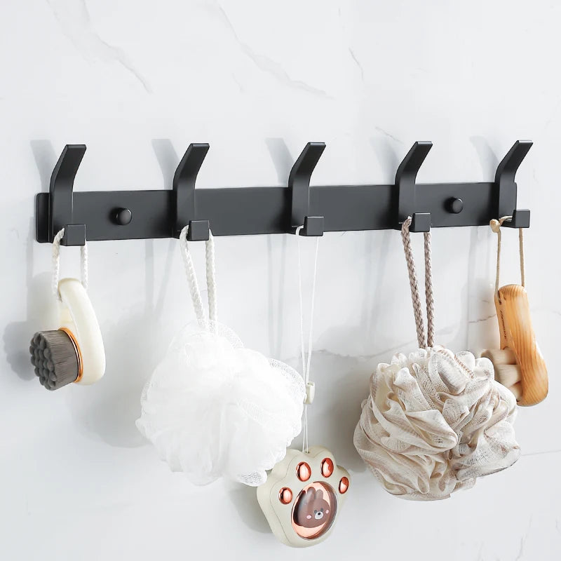 crochets modernes pour porte-serviettes muraux en aluminium noir - vue 3 sur 14