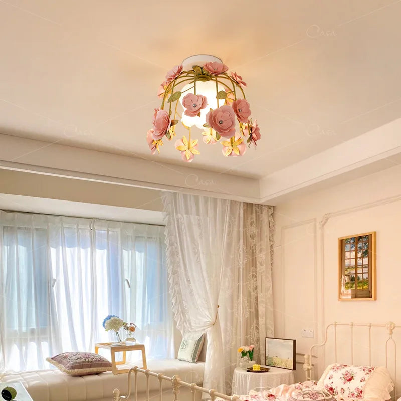 plafonnier rétro en forme de rose pour décoration romantique et chaleureuse - vue 4 sur 10