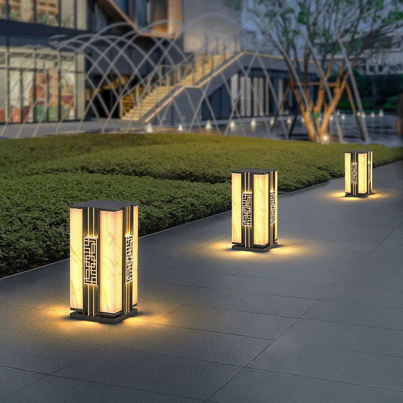 lampe extérieure solaire décorative imitation marbre pour jardin - vue 2 sur 8