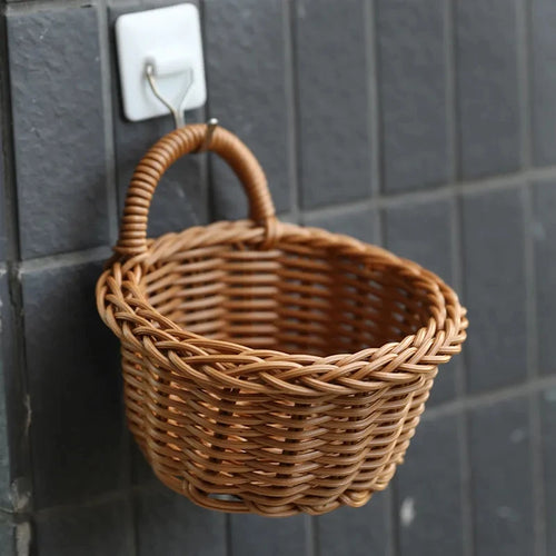 panier de rangement tissé à suspendre mural portable - vue 6 sur 9
