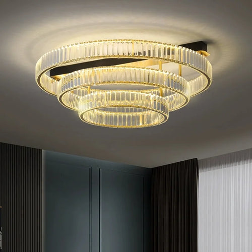 plafonnier de luxe en cuivre et cristal décoration moderne - vue 4 sur 15