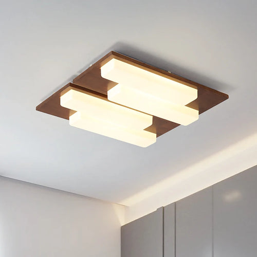 plafonniers led modernes en bois véritable 4/6/9 têtes luminaire intérieur - vue 4 sur 12