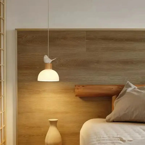 Suspension LED en verre design nordique créatif petit oiseau - vue 5 sur 9