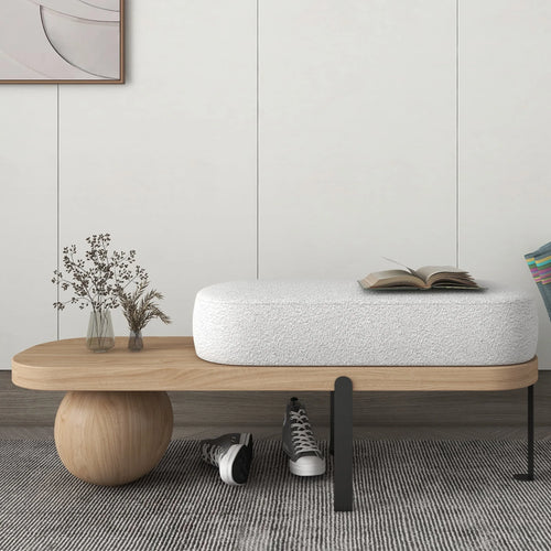 tabouret nordique en bois massif pour chaussures et repos - vue 2 sur 27
