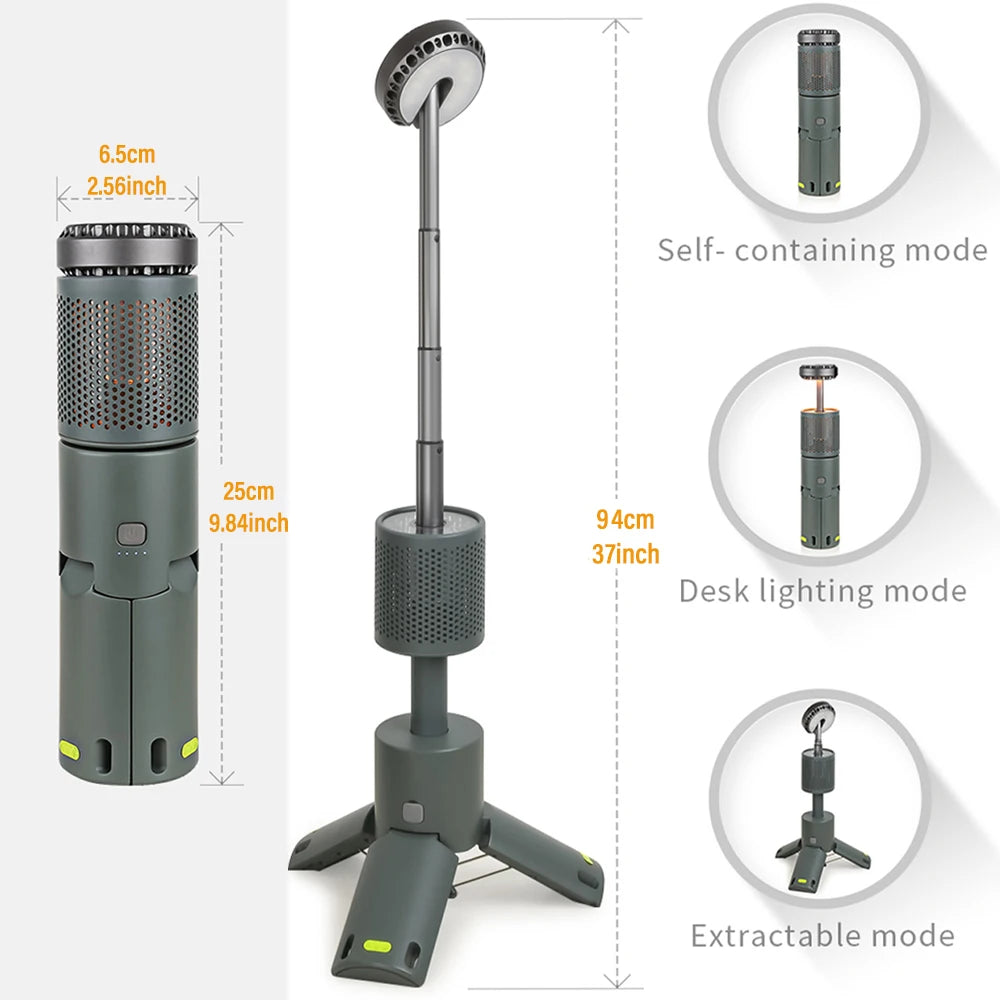 LED Outdoor Camping Lantern, UBS Rechargeable, Adjustable Color Temperature Outdoor Portable Lantern, IP65 Waterproof, Retractab - vue 2 sur 8