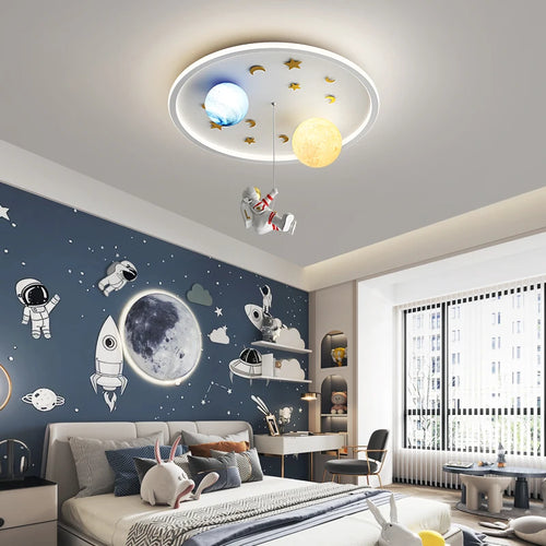 plafonnier led nordique créatif planète astronaute pour enfants - vue 3 sur 12
