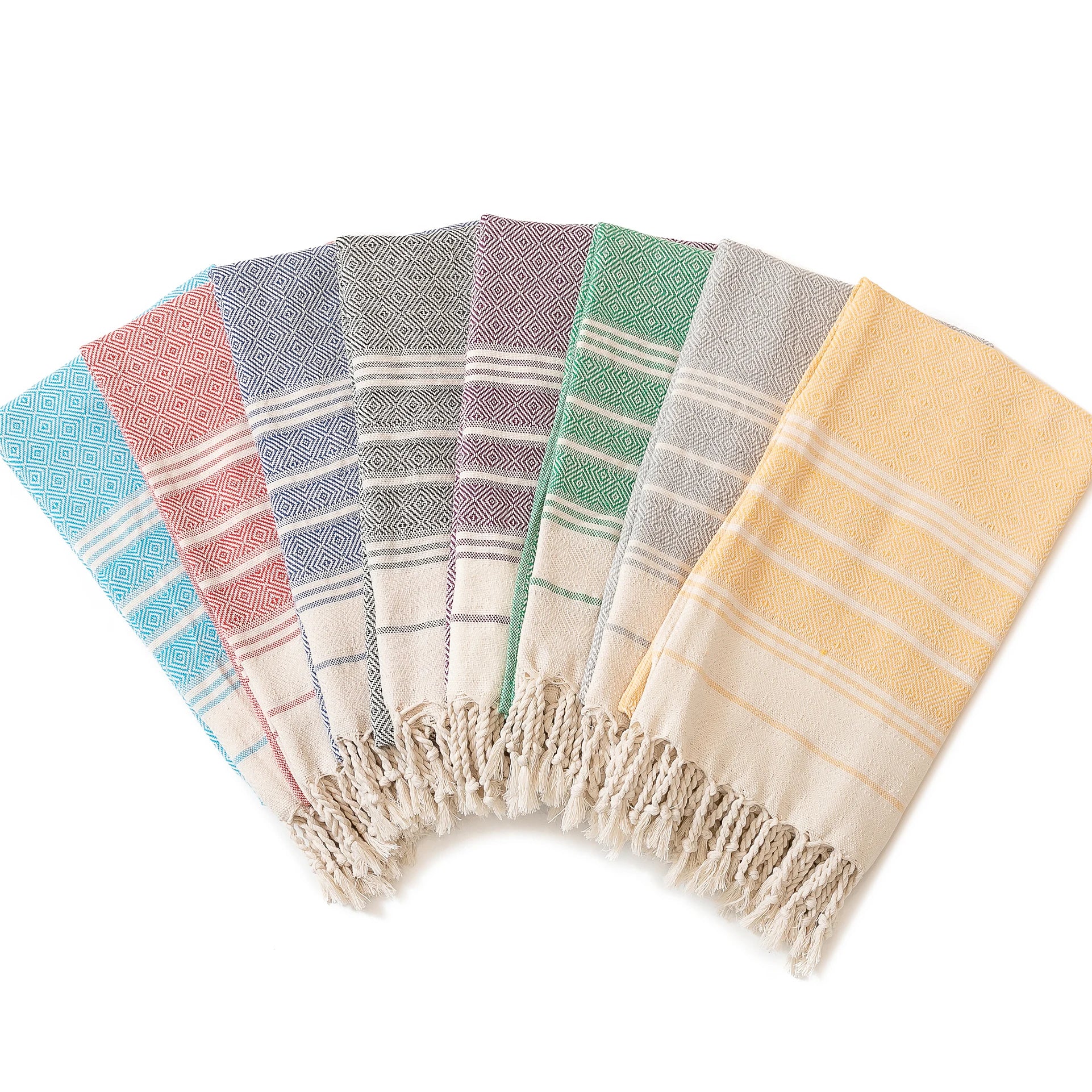 Serviette de plage coton jacquard losanges seche rapide - vue 4 sur 6