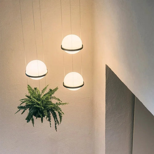 lustre nordique avec plante artificielle en pot suspendu - vue 4 sur 11