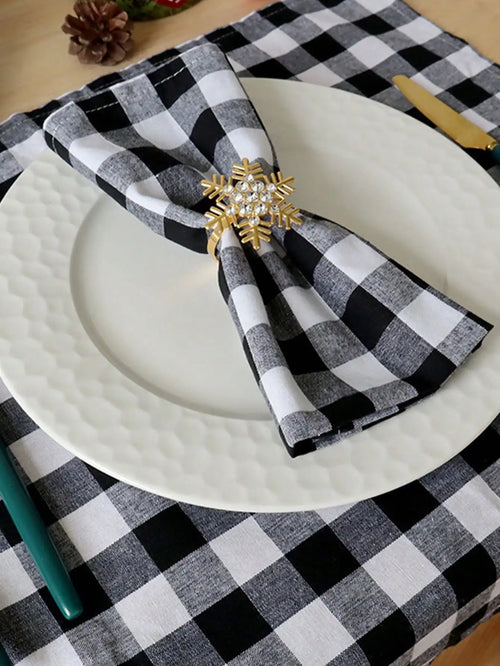 Serviette de table polyester motif carreaux style moderne - vue 5 sur 7