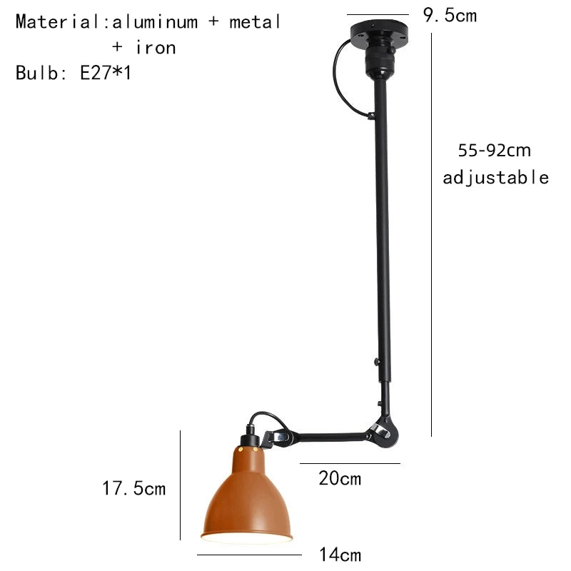 lustre rétro style américain avec abat-jour réglable pour éclairage de lecture - vue 19 sur 21