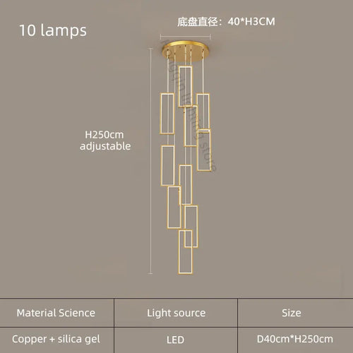 lustre moderne en cuivre avec éclairage LED design élégant - vue 23 sur 24