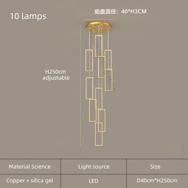 lustre moderne en cuivre avec éclairage LED design élégant - vue 22 sur 24