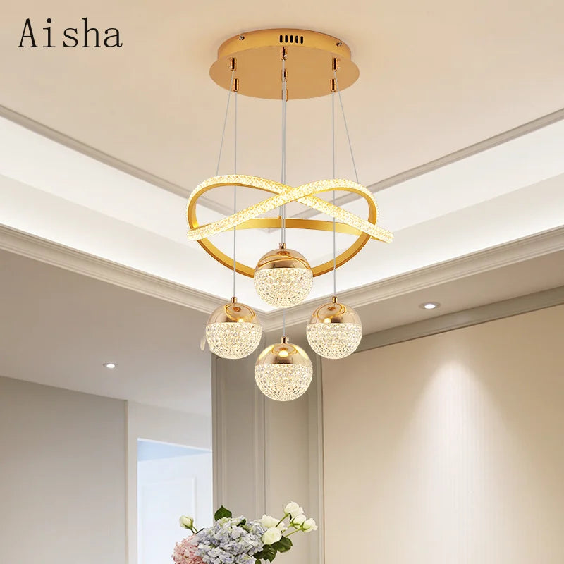 lustre moderne en led pour décoration intérieure élégante et luxueuse - vue 2 sur 12