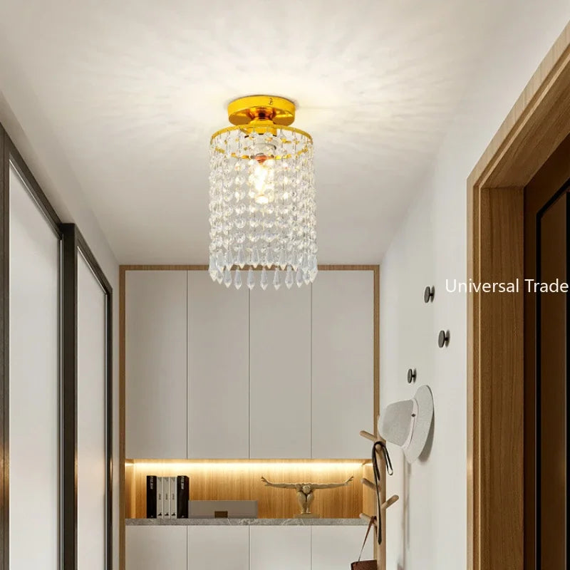 plafonnier led en cristal k9 avec structure en acier inoxydable - vue 3 sur 4
