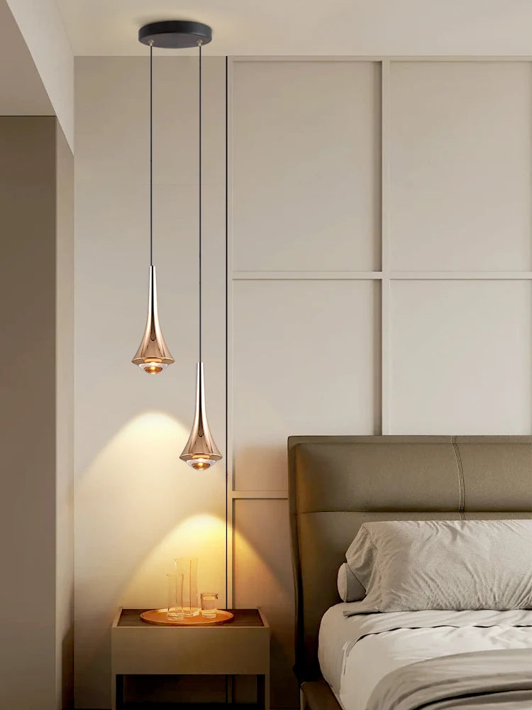 Bedroom bedside chandelier modern simple can lift creative light luxury main bed headlamp small chandelier restaurant chandelier - vue 2 sur 11