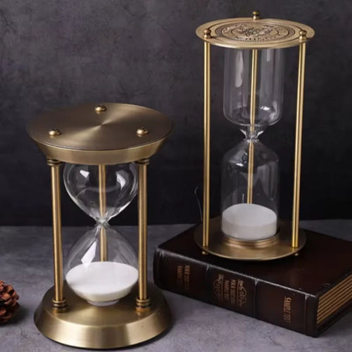 horloge sablier rétro en métal pour décoration et chronométrage - vue 3 sur 15