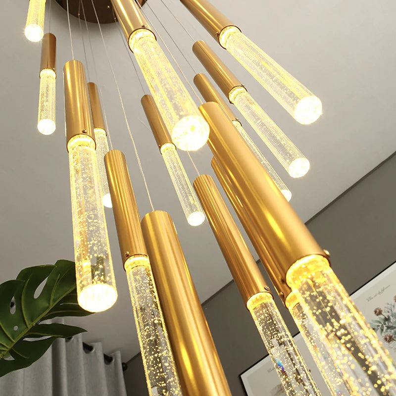 suspension en cristal lustre LED pour éclairage décoratif intérieur - vue 3 sur 12