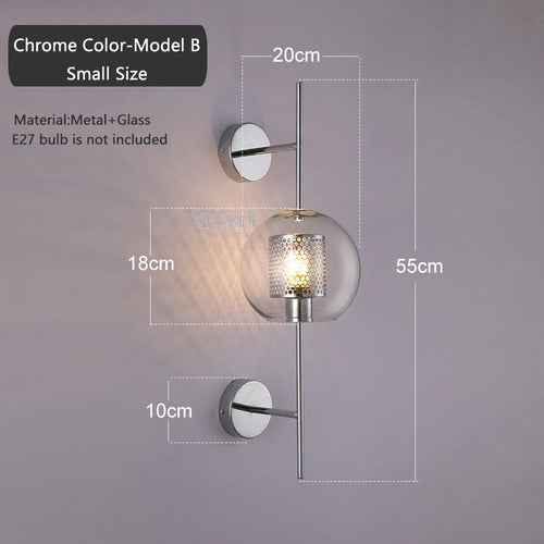 American Industrial Wall Lamps Clear Glass Wall Light Iron Metal Cage Living Room Decorative Wall Light Hallway Entrance Aisle - vue 10 sur 14