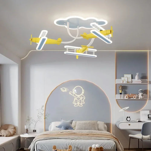 lustre avion pour chambre enfant avec télécommande - vue 3 sur 8