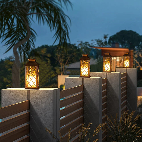 Lampe LED solaire européenne rétro électronique bougie lanterne crépuscule à l'aube lampe décorative solaire pour intérieur extérieur jardin terrasse - vue 2 sur 9