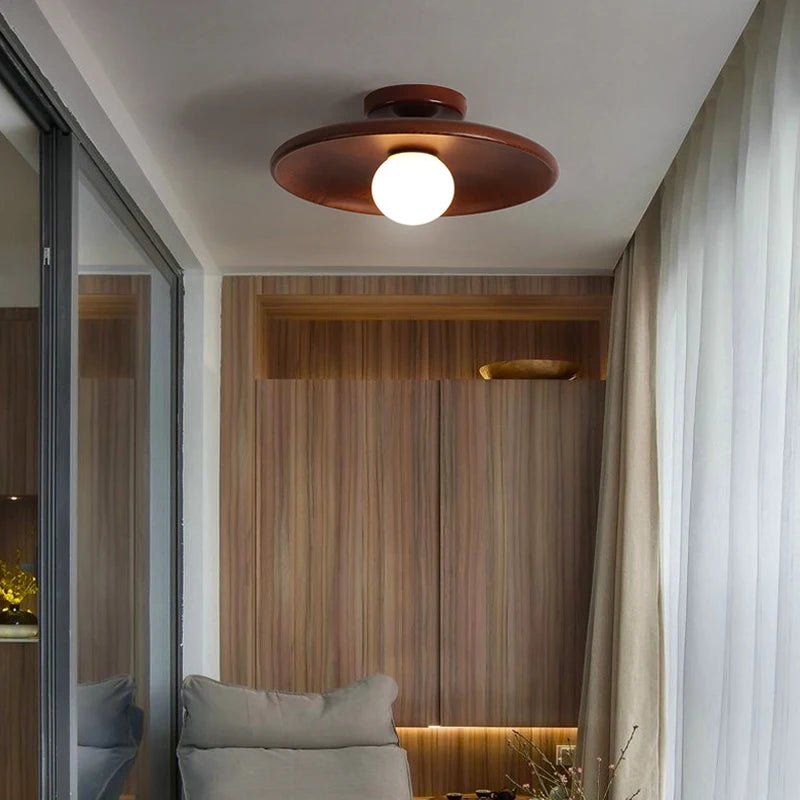 Plafonnier nordique plafonnier rond en bois pour vestiaire chambre salle d'étude couloir enfant maison intérieur éclairage de haute qualité - vue 5 sur 10