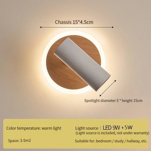 applique murale led pivotante projecteurs rotatifs ambiances chevet wabi-sabi - vue 3 sur 8