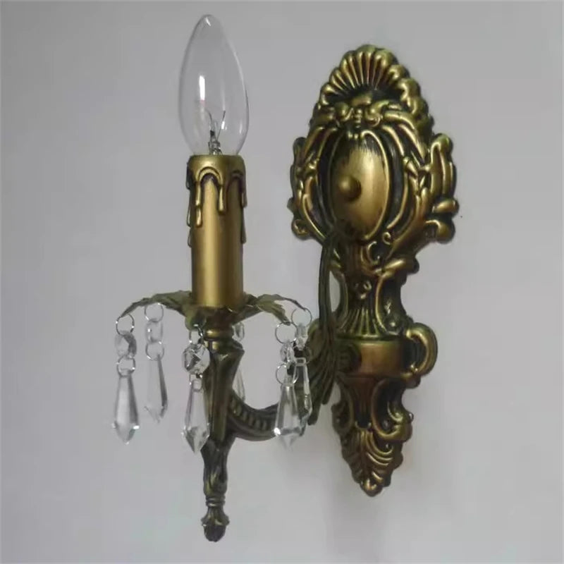applique murale classique avec suspensions en cristal décoratifs - vue 3 sur 7