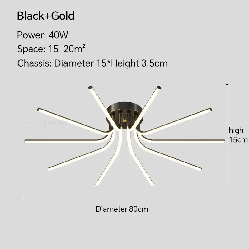 plafonnier led moderne avec télécommande pour décoration intérieure - vue 10 sur 12