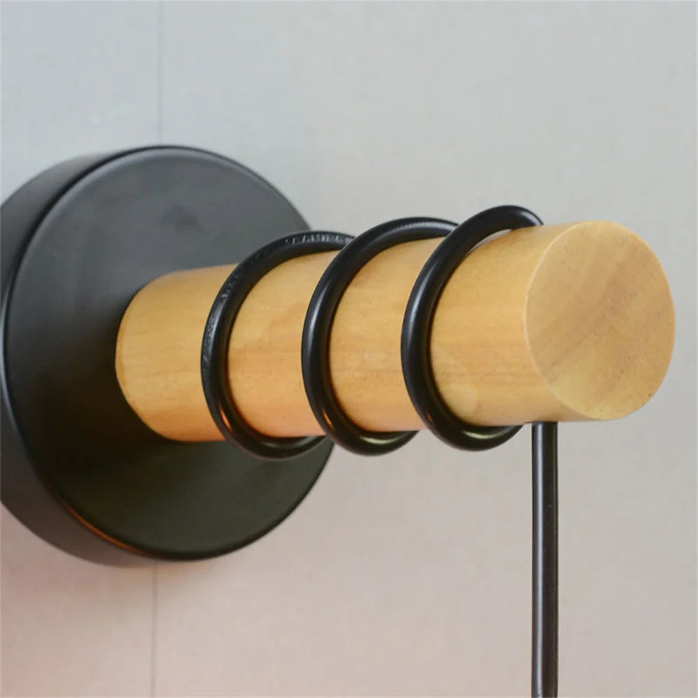 applique murale moderne loft nordique en fer et bois luminaria - vue 3 sur 8