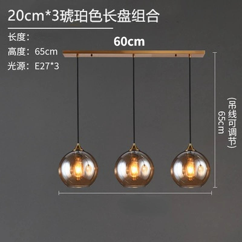 lustre nordique en verre fumé suspension simple luxe - vue 18 sur 26