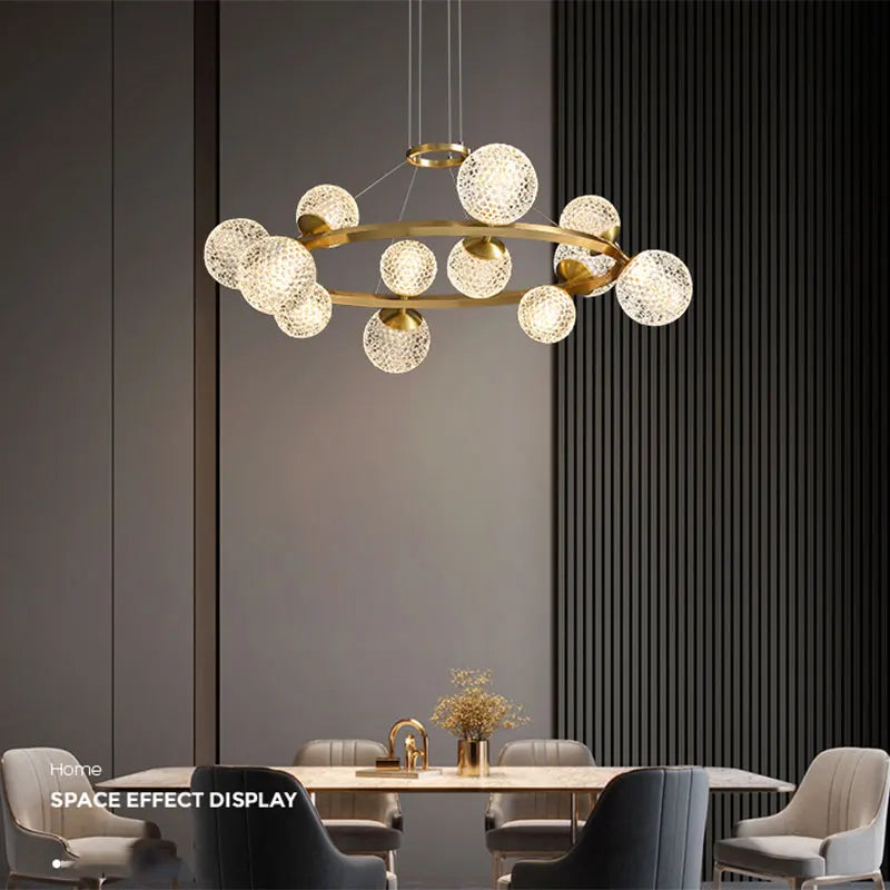 lustre Salle à manger moderne décoration de la maison en verre salon moderne intelligent LED luminaires intérieurs - vue 4 sur 12