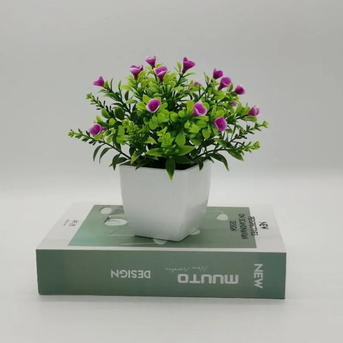 petite rose en pot bonsaï décoration plantes artificielles pour intérieur - vue 9 sur 12