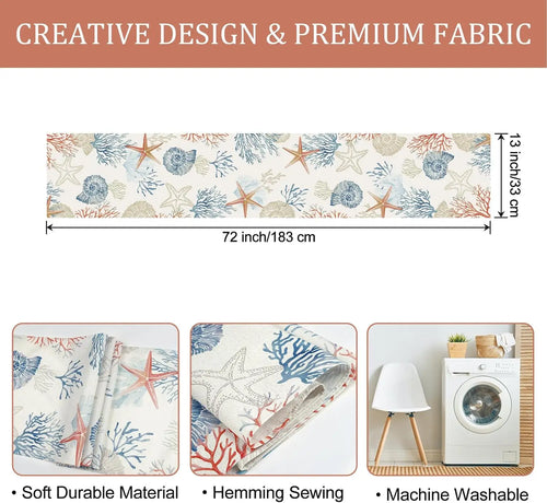 Chemin de table lin motif ocean style nautique - vue 7 sur 6